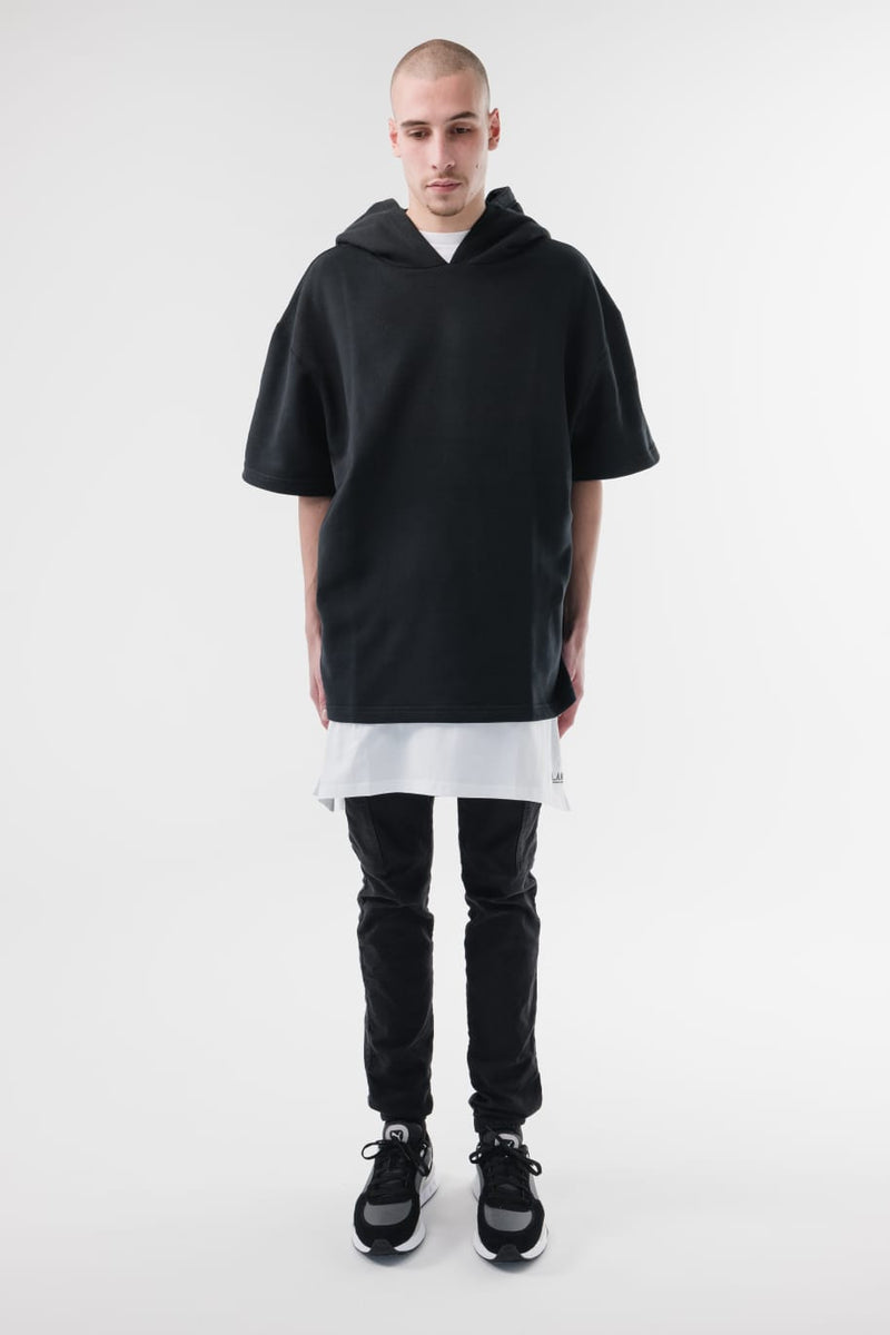 SHORT SLEEVES BLACK HOODIE – L.A.N